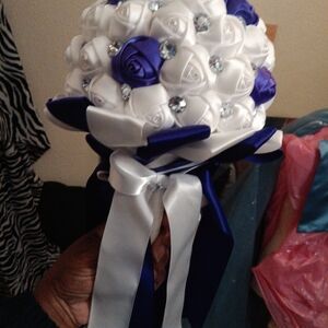Elegant White and Blue Rose Bouquet